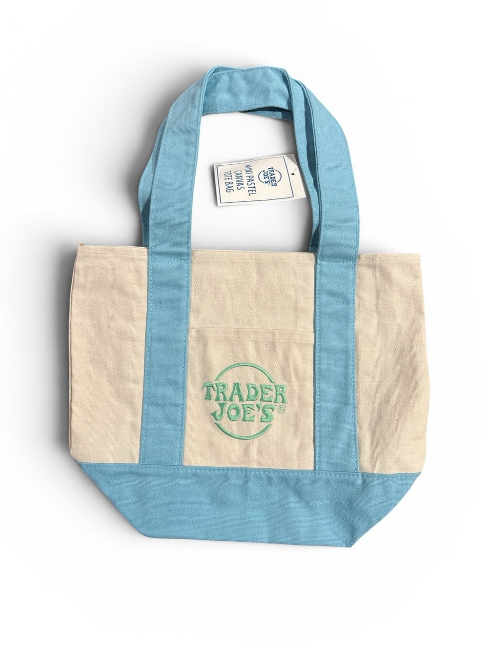 Trader Joe's Mini Canvas Tote Bag | Baby Blue | 2026 Spring Limited Edition